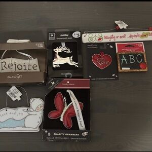 7 Holiday Ornament Collection with Red and Silver Accents